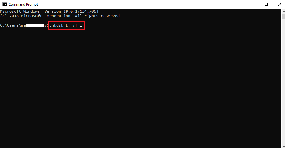 cmd chkdsk E