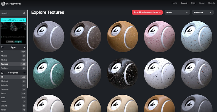 来自 Share Textures 网站的多个纹理台球的屏幕截图